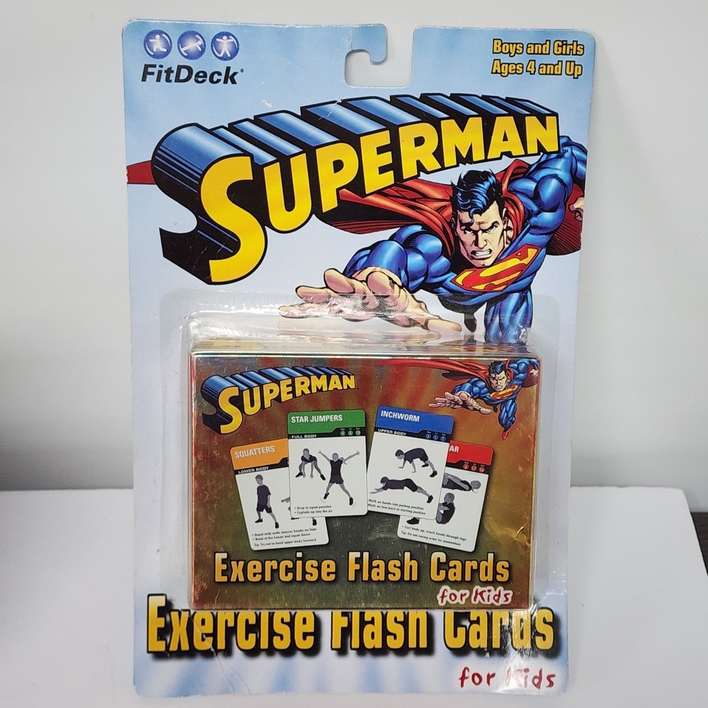 Superman Exercise Flash Cards for Kids (FitDeck) 50 Cards New Free Shipping